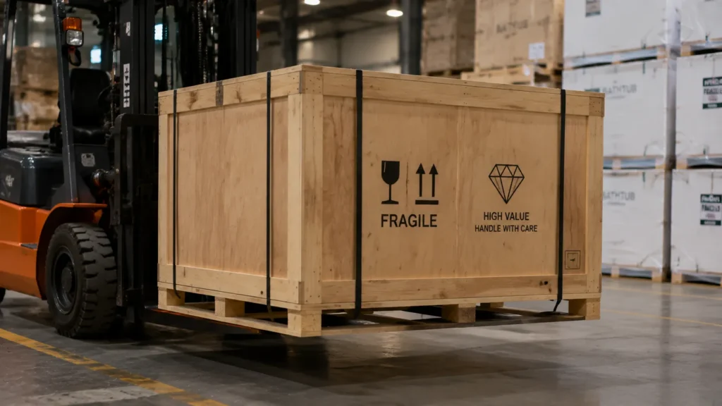 Premier Bathtub Crated Delivery Warehouse Forklift