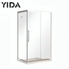 Square sliding shower enclosure with silver aluminum frame and clear tempered glass | YIDA modern bathroom shower screen