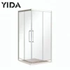 Square corner swing shower enclosure with silver aluminum frame and clear tempered glass | YIDA compact bathroom shower room