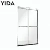 Stainless steel sliding shower enclosure with heart-shaped top rollers and clear tempered glass | YIDA premium bathroom shower screen with marble base