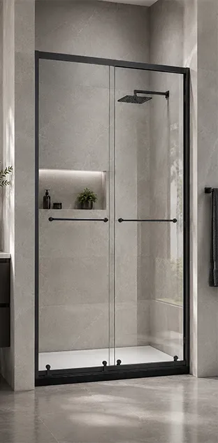 Yida Bath Black Frame Sliding Shower Door Glass Enclosure