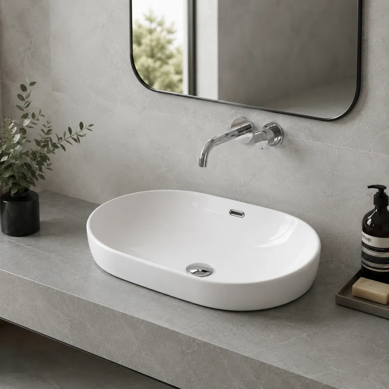 Yida Bath Oval White Ceramic Countertop Wash Basin