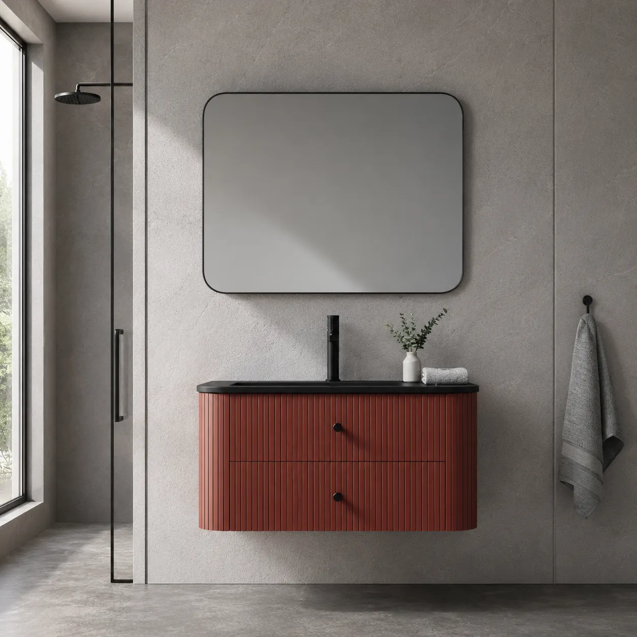 Yida Bath Bathroom Vanity with LED Mirror and Double Drawer Storage