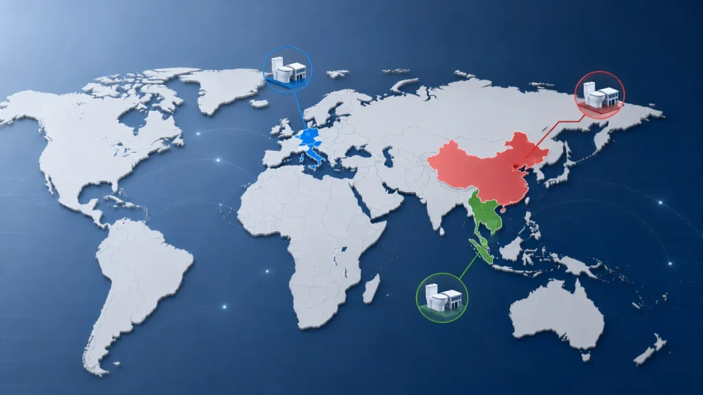 Global Toilet Supplier Three Regions Map