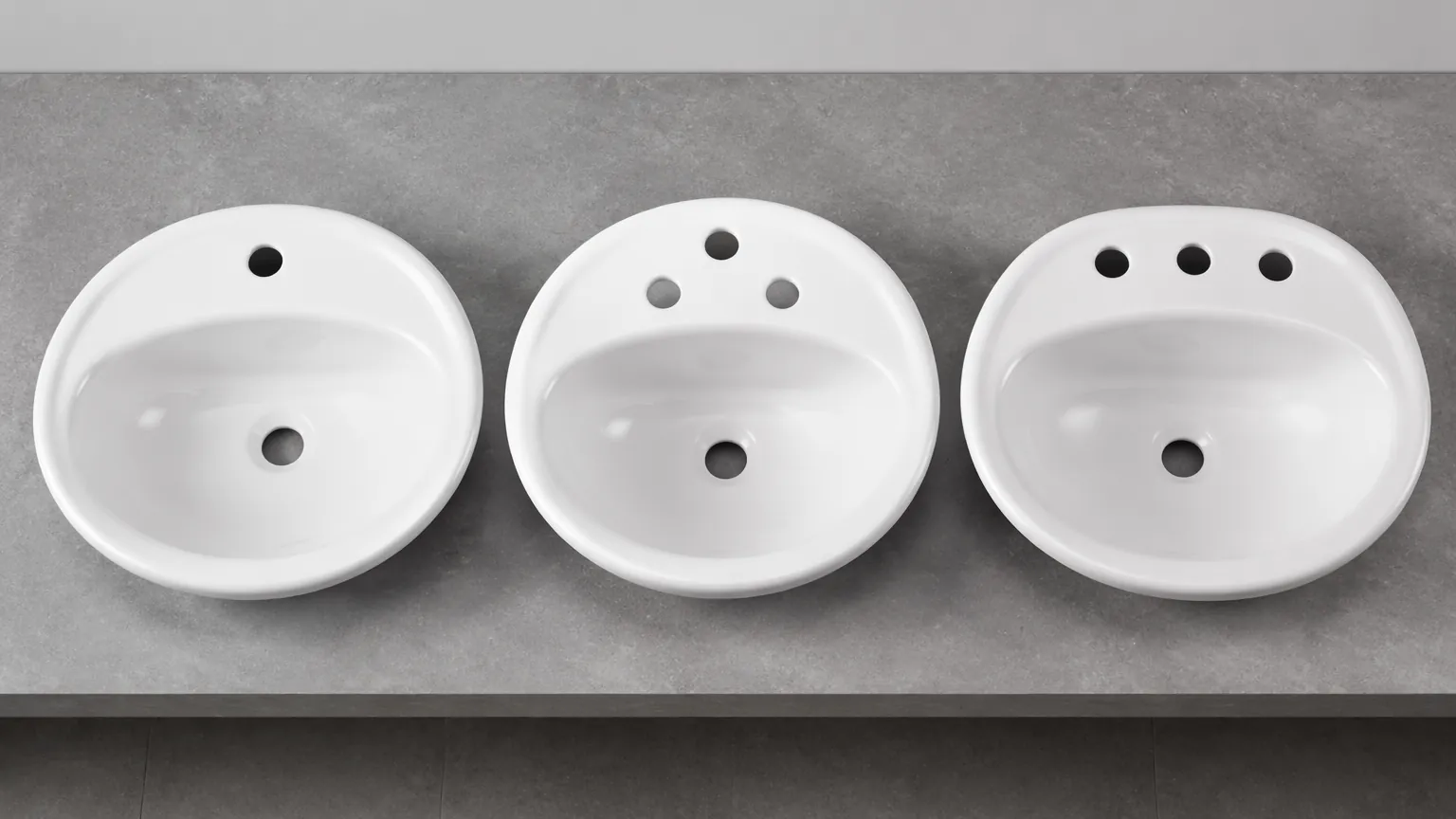 Commercial hand wash basin faucet hole configurations - single hole 4-inch and 8-inch comparison