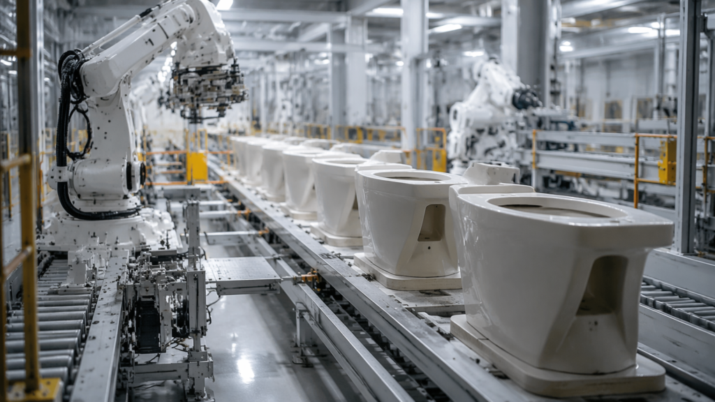 Production line of a bathroom manufacturer in China