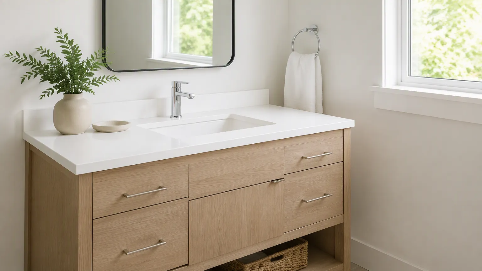 36 inch bathroom vanity with undermount sink and single hole faucet