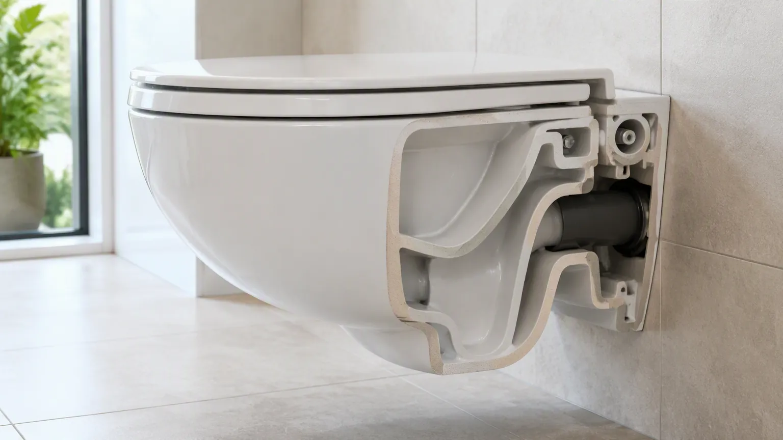 Porcelain toilet body cross section