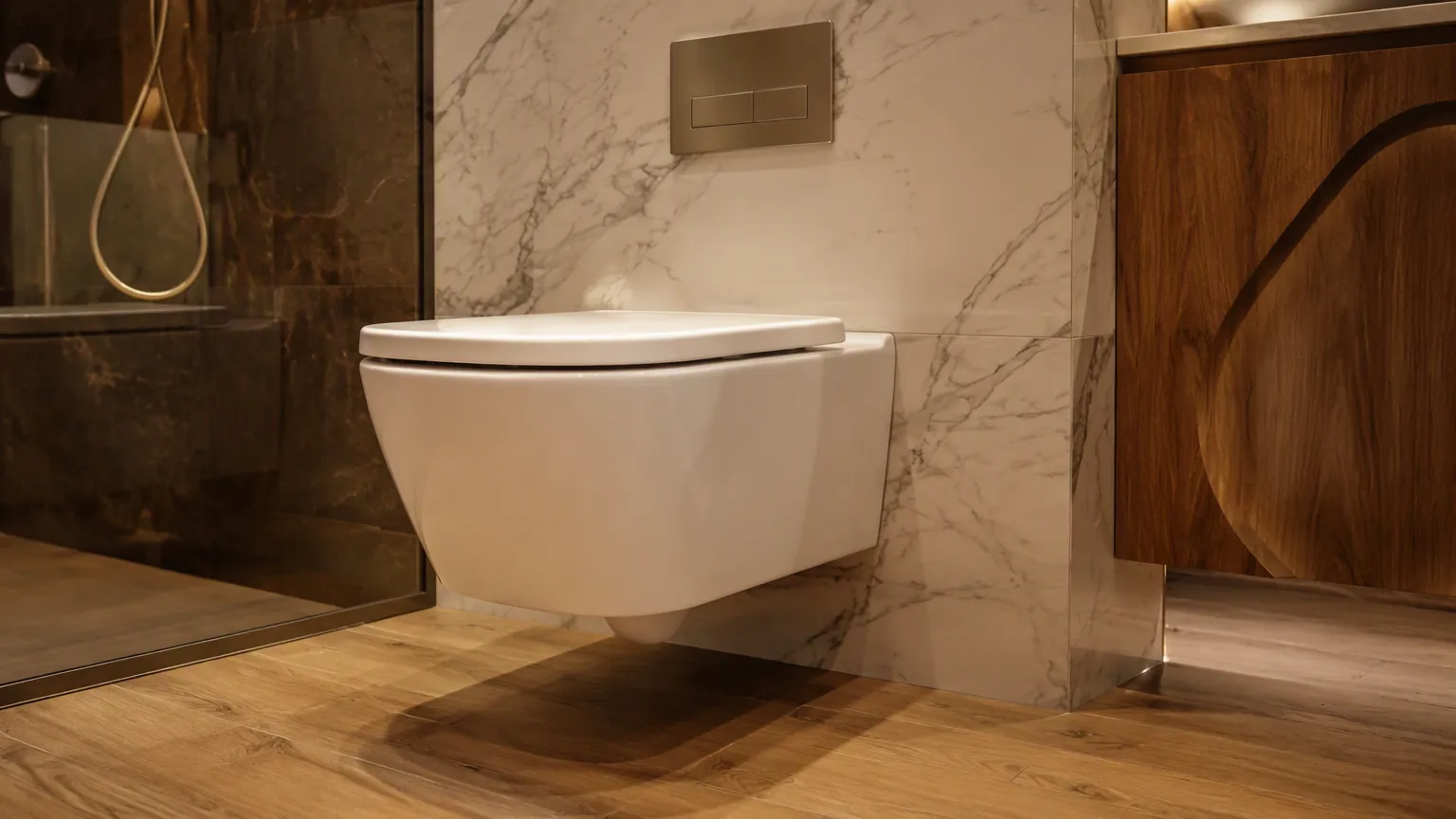 wall hung toilet installation with flush plate