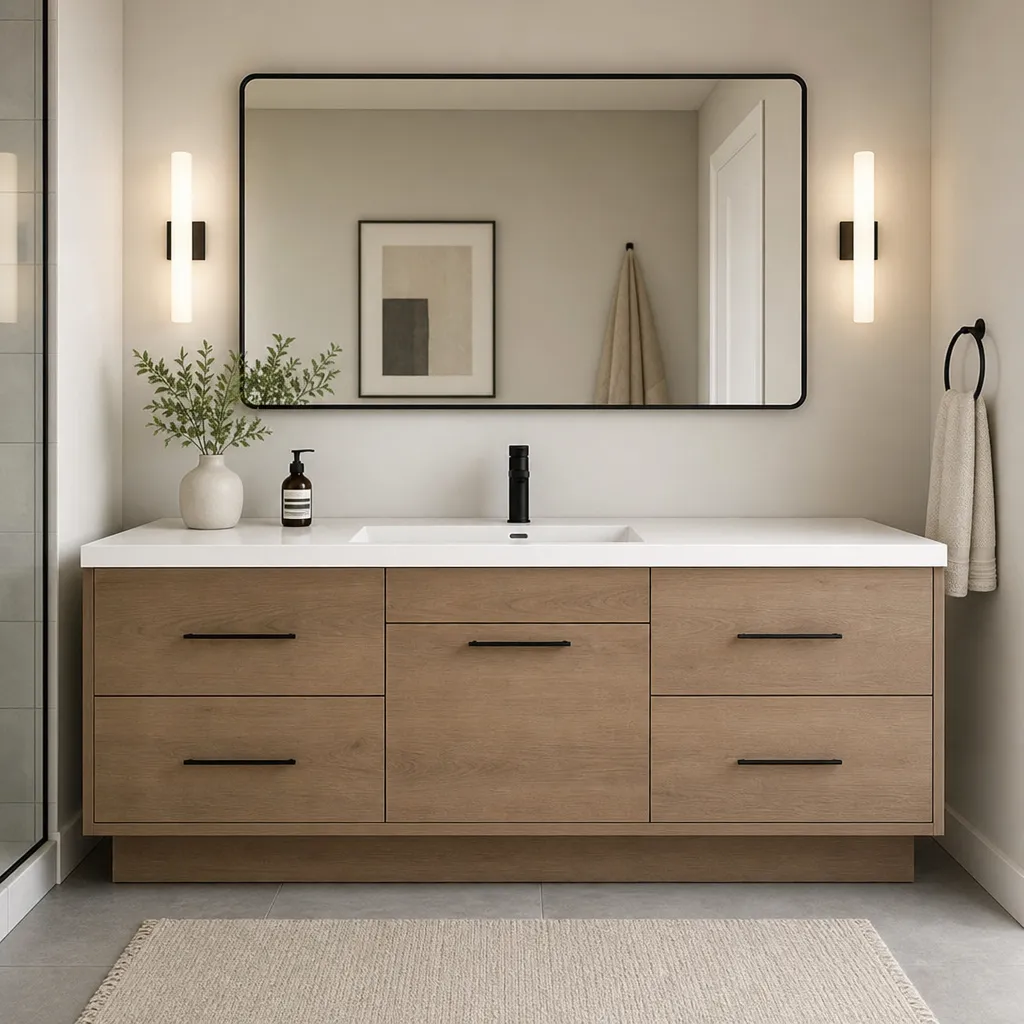 Modern 60 Inch Single Sink Bathroom Vanity With Storage Drawers