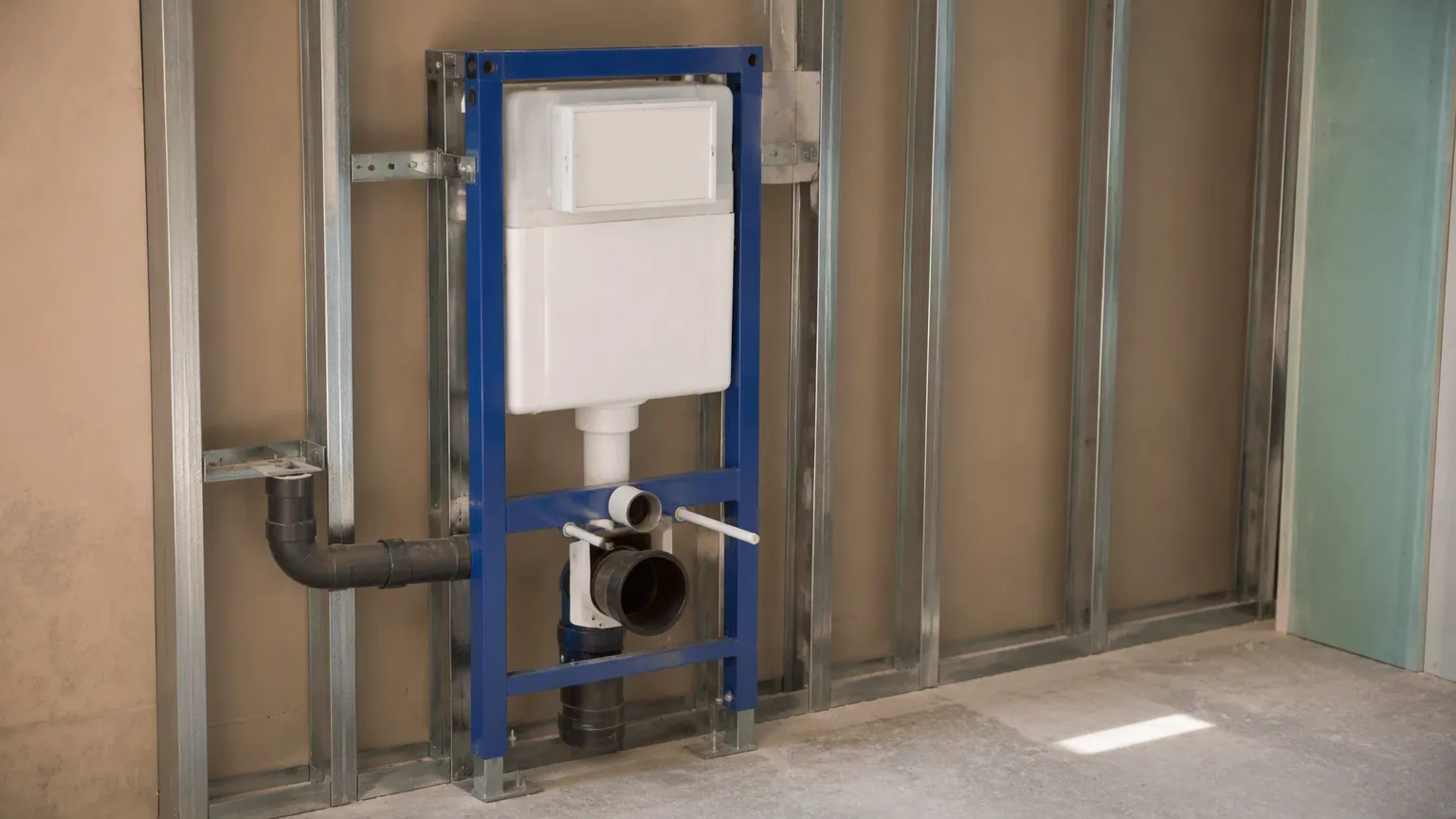 wall hung toilet carrier frame installation on stud wall